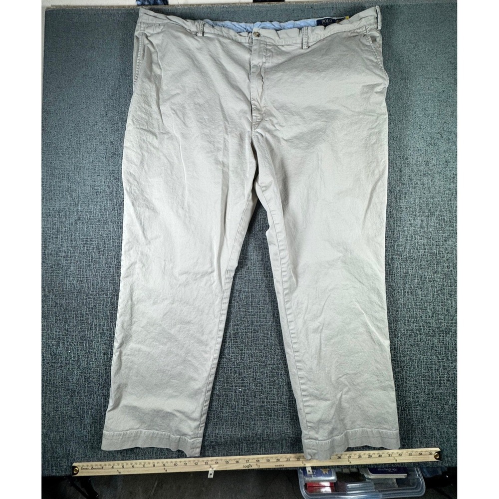 Polo Ralph Lauren Mens Khaki Tan Stretch‎ Cotton Chino Pants 50x32 Classic Fit